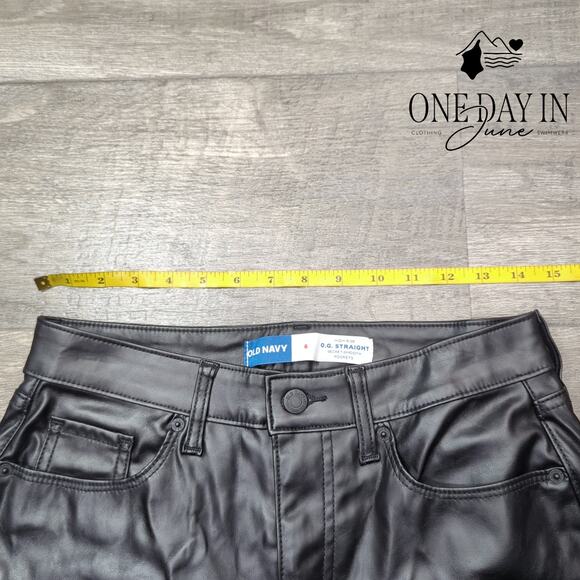 Old Navy High Rise OG Straight Faux Leather Pants Size 6 - Picture 3 of 6